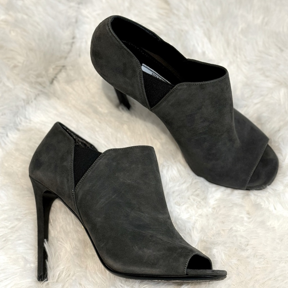 Prada grey suede peep toe